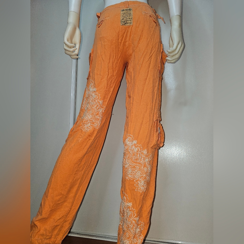 DA-NANG Orange Cargo Pants 100% Silk Size XS - Picture 10 of 16
